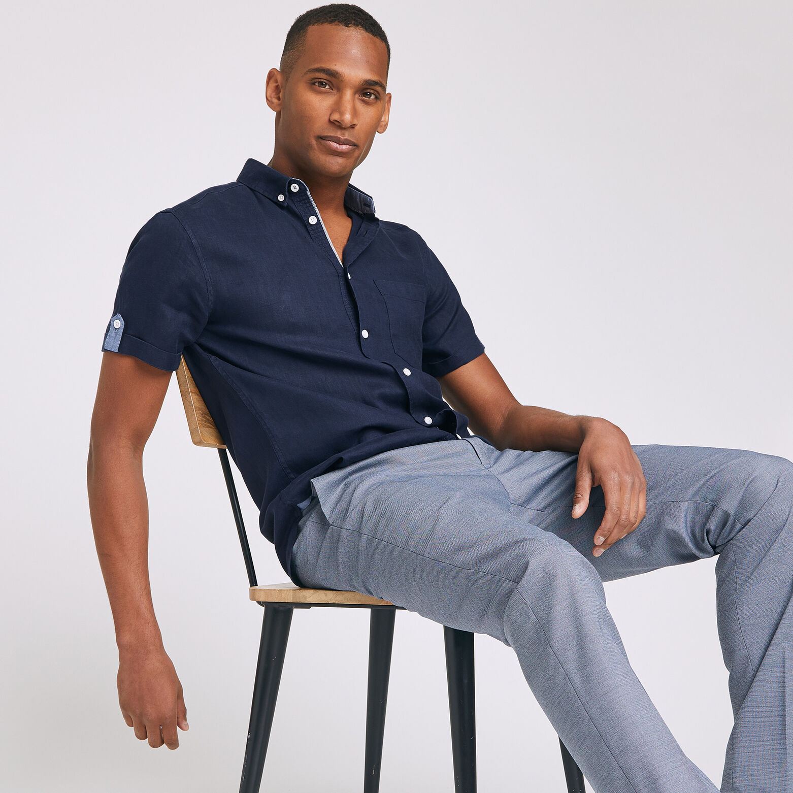 Chemise manches courtes regular lin