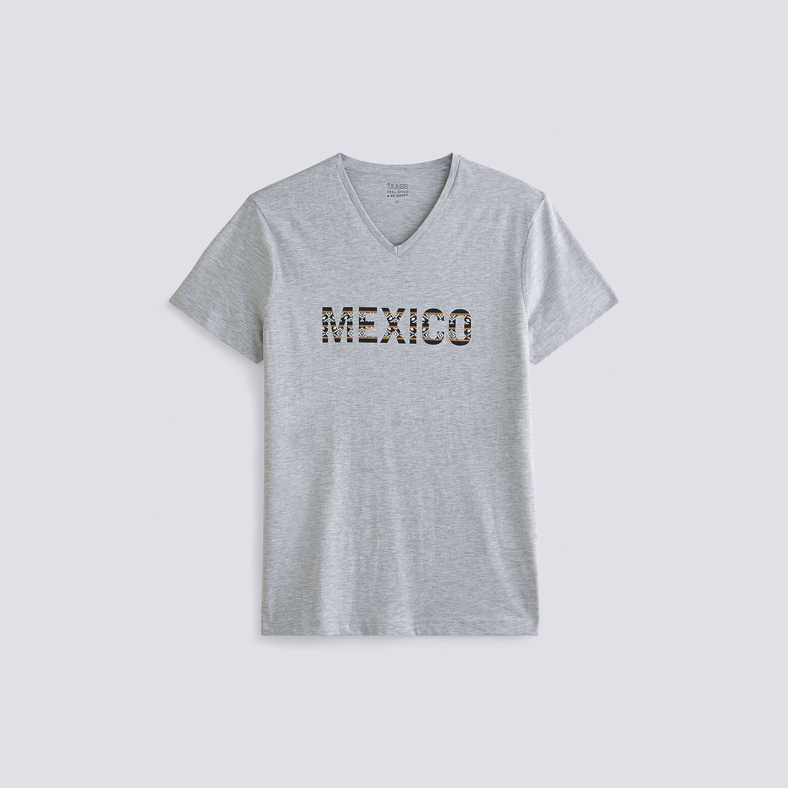 Tee-shirt manches courtes col V message MEXICO