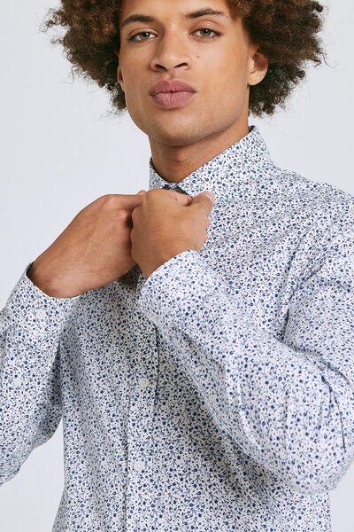 Chemise slim motif floral coton