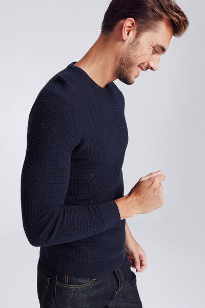 Pull col rond jeux de points