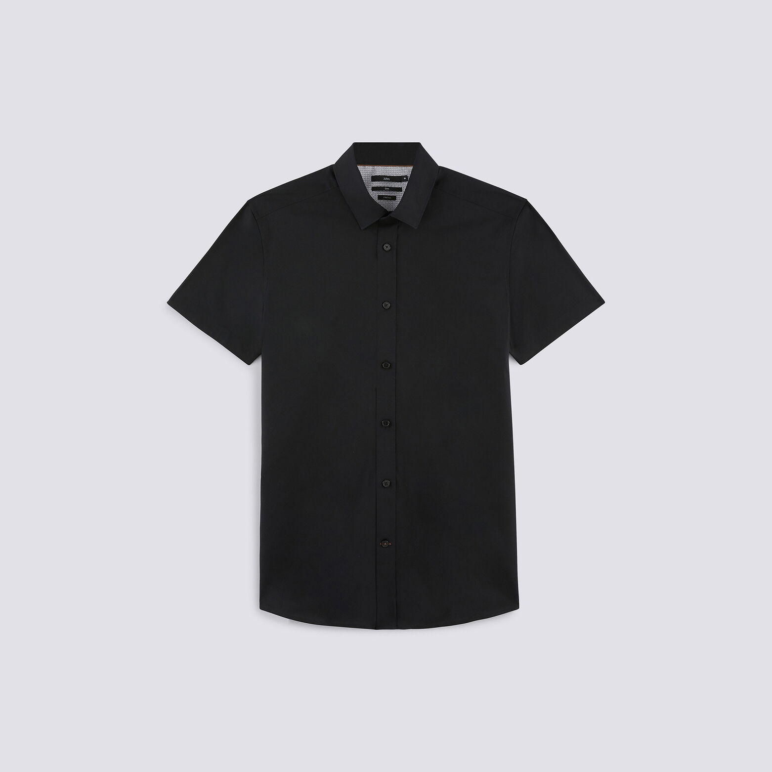 Chemise slim manches courtes unie coton