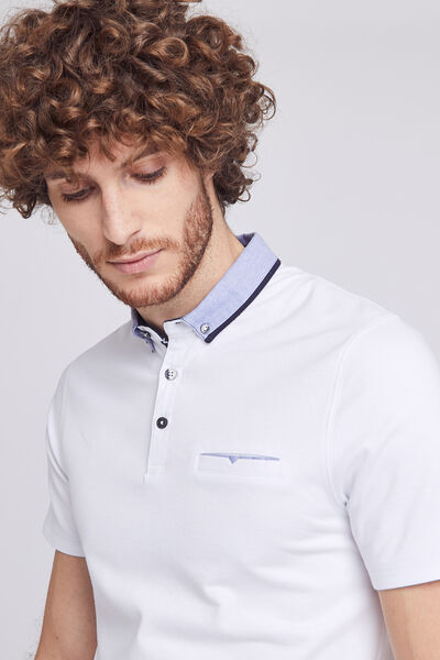 Polo manche courte col oxford