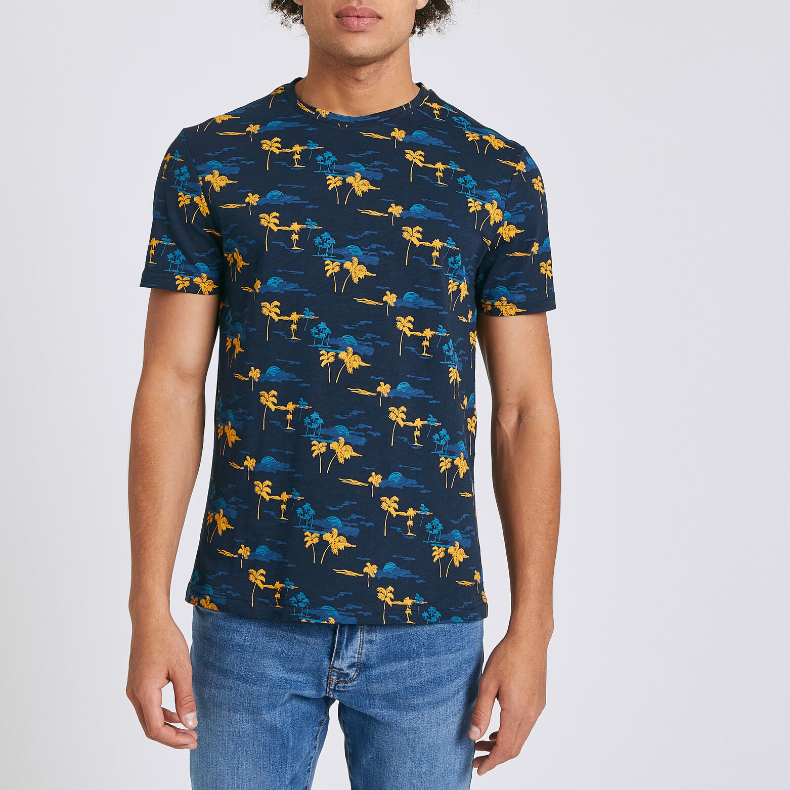 Tee shirt manches courtes imprimé all-over palmier