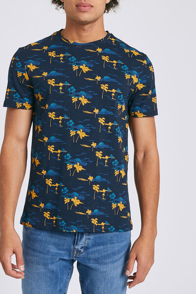 Tee shirt manches courtes imprimé all-over palmier