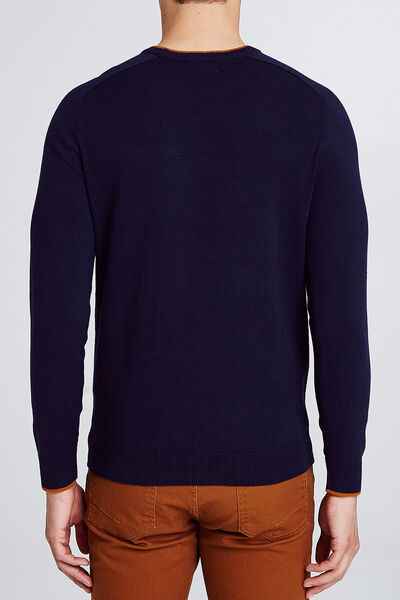 Pull col rond micro jacquard
