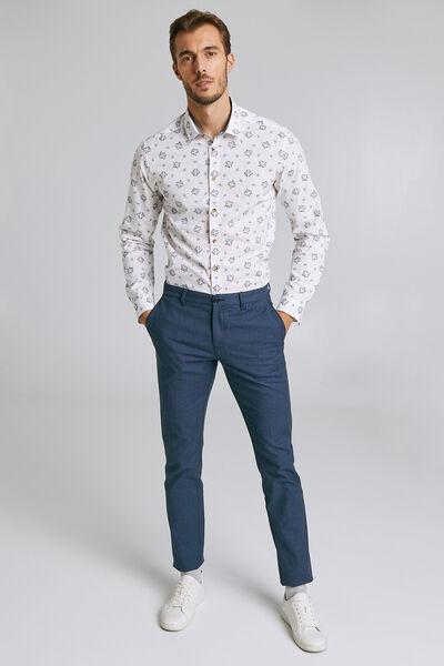Pantalon chino slim faux uni