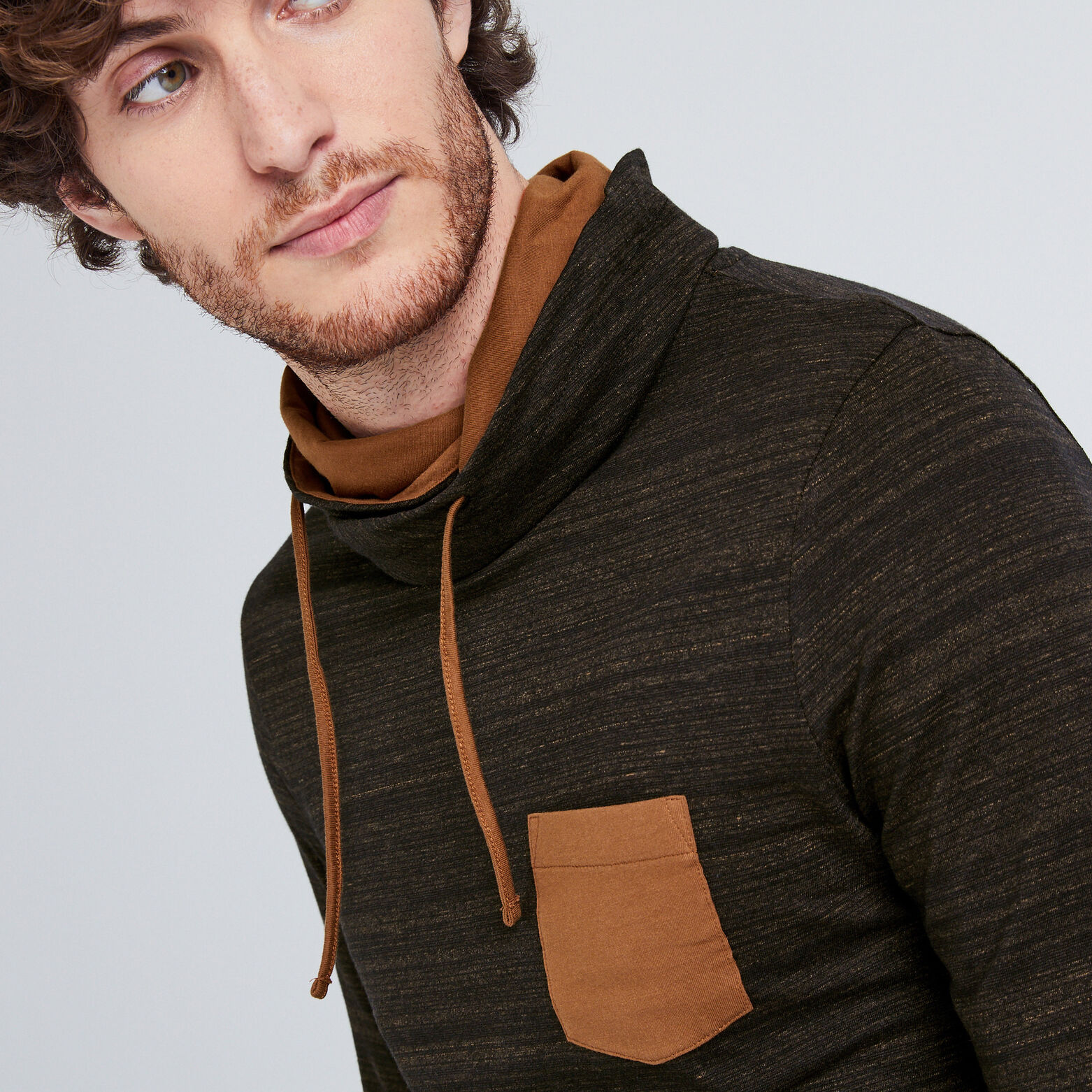 Tee shirt col snood chiné