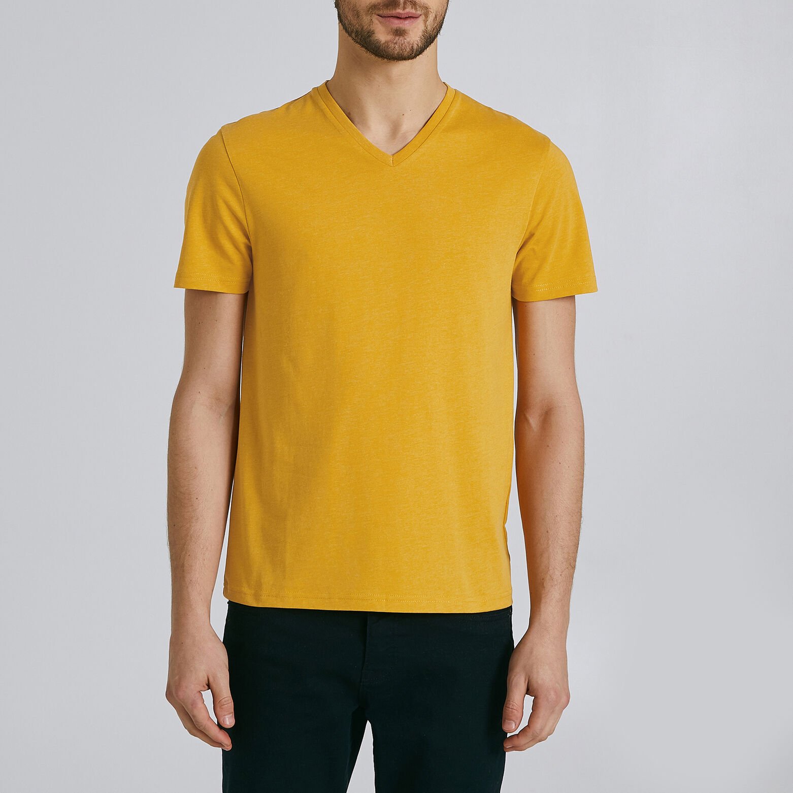 Tee-shirt uni col V slim
