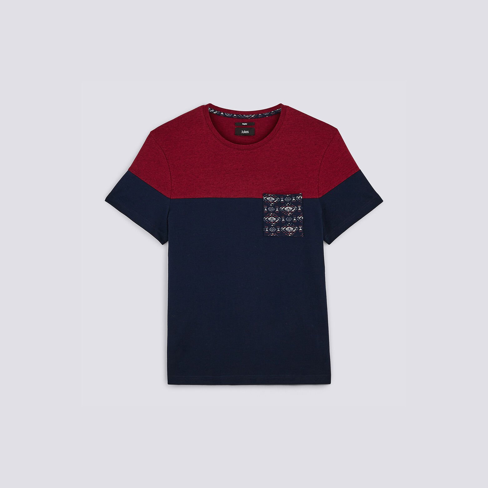 Tee shirt colorblock poche imprimée