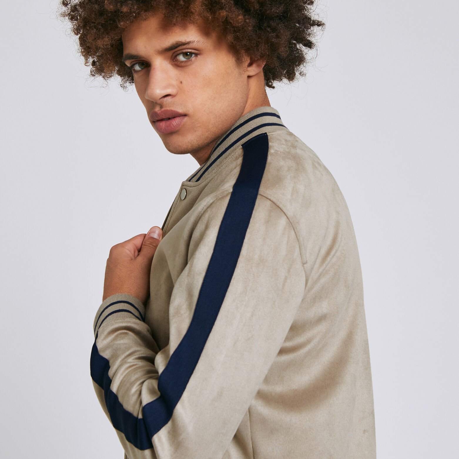 Blouson suédine col teddy