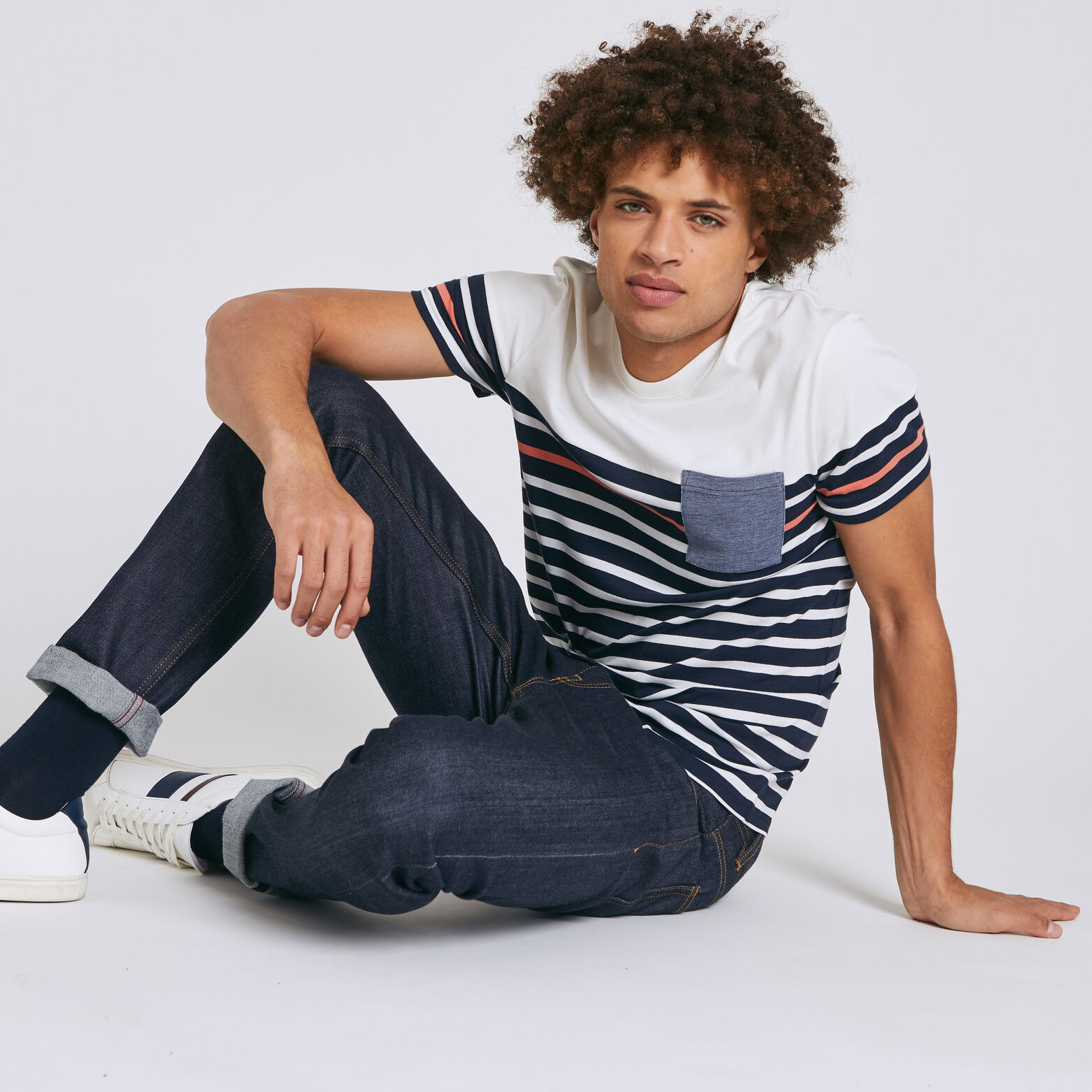 Tee shirt marinière colorblock