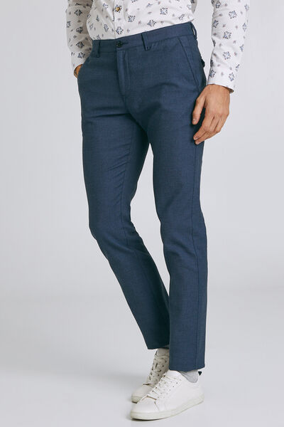 Pantalon chino slim faux uni