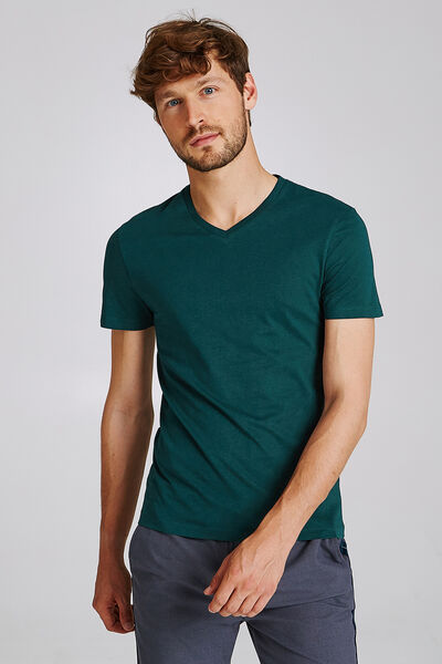 Tee-shirt uni col V slim