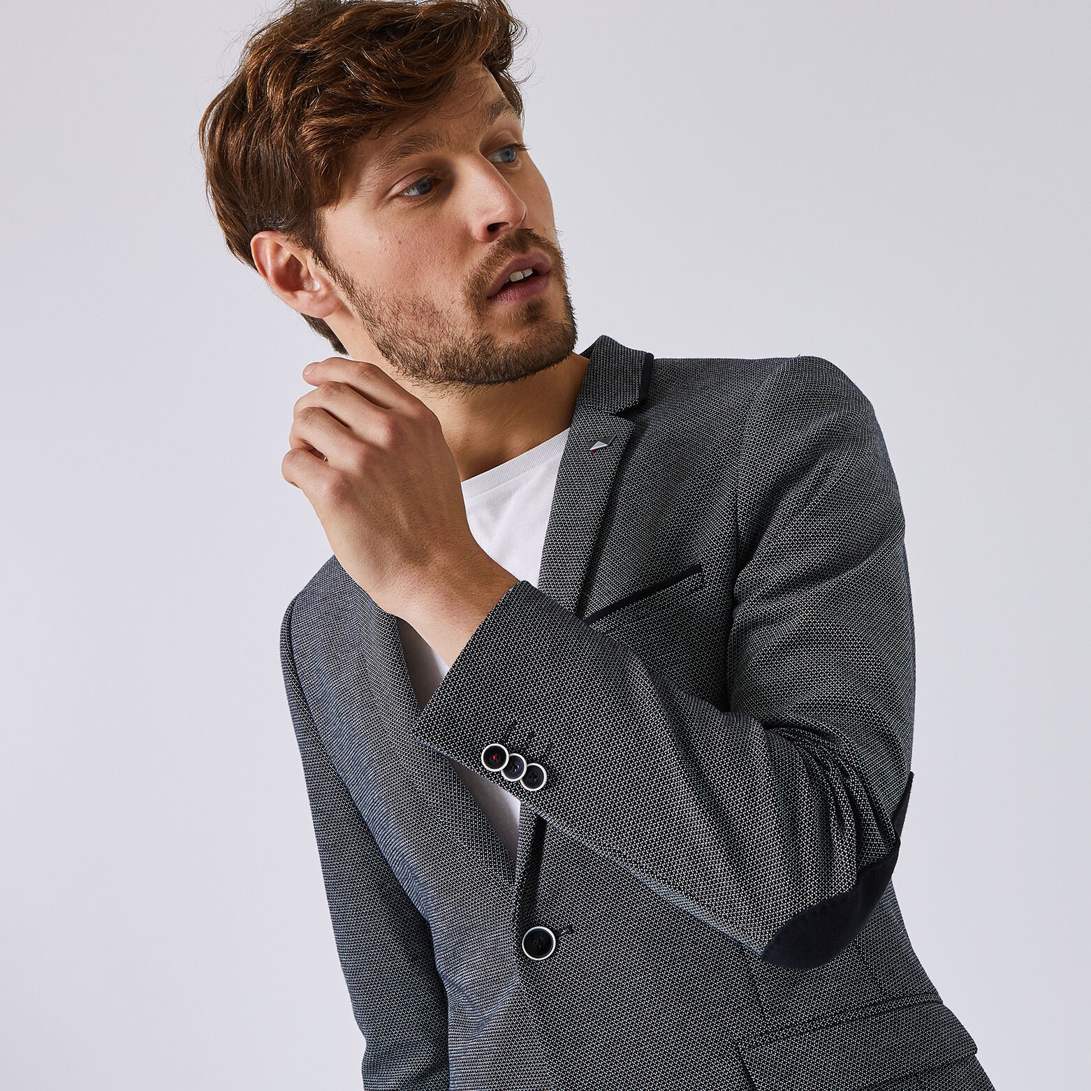 Veste coupe slim en maille avec coudières