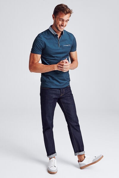 Polo manche courte col oxford