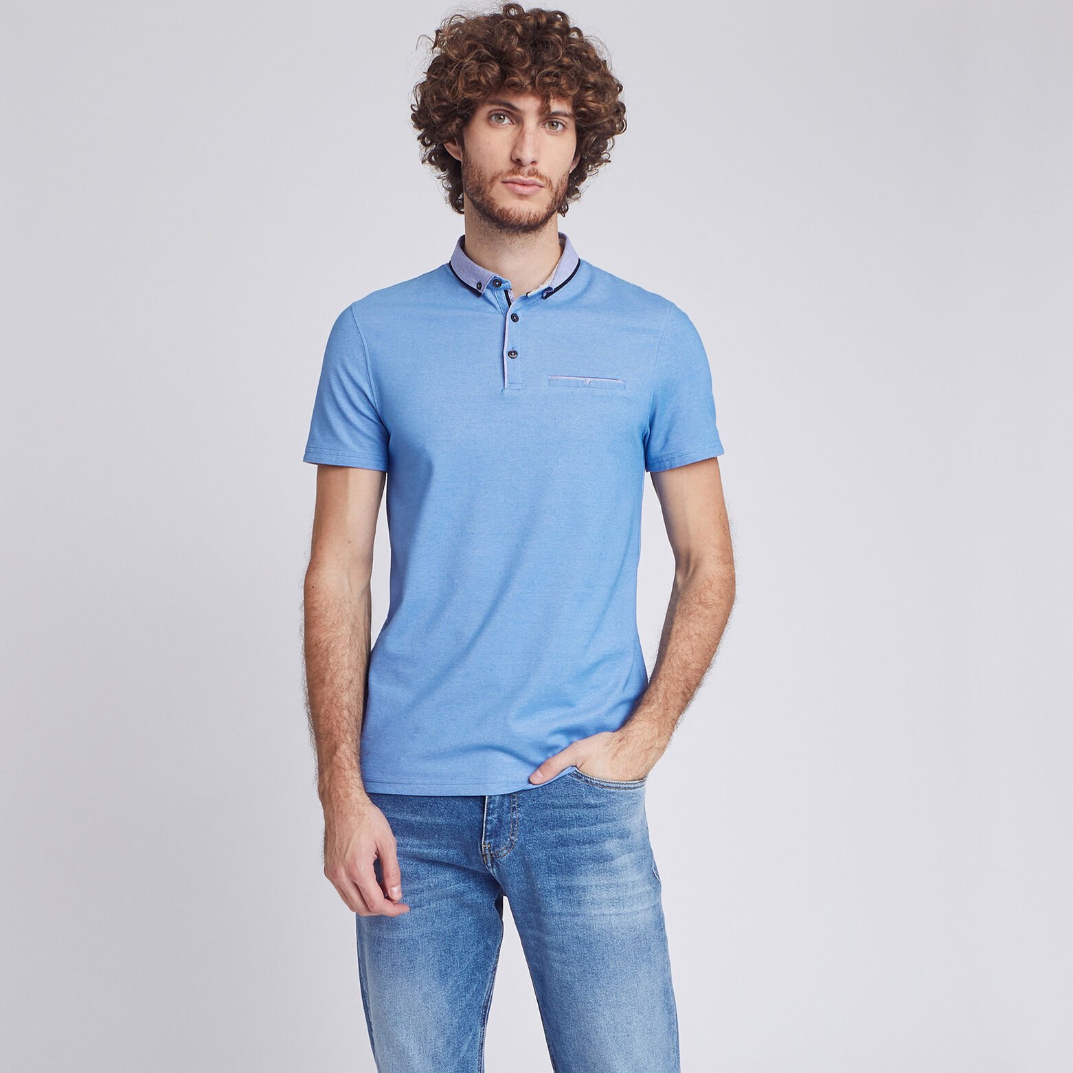 Polo manche courte col oxford