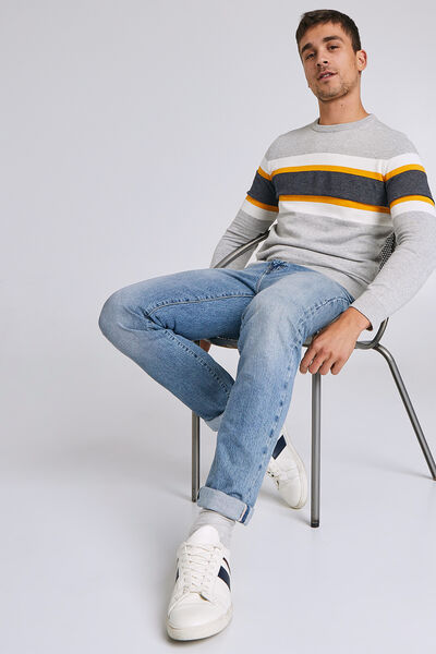 Pull col rond tricolore