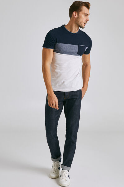 Tee shirt colorblock empiècement poche