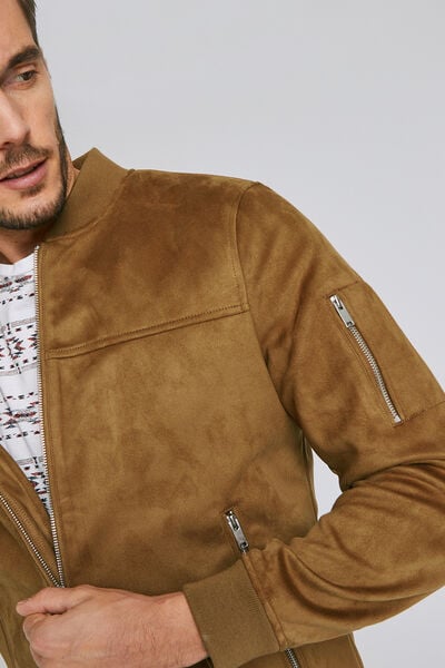 Blouson suédine col teddy