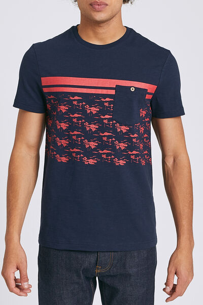 Tee shirt colorblock fantaisie palmiers