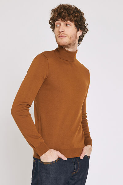 Pull col roulé uni