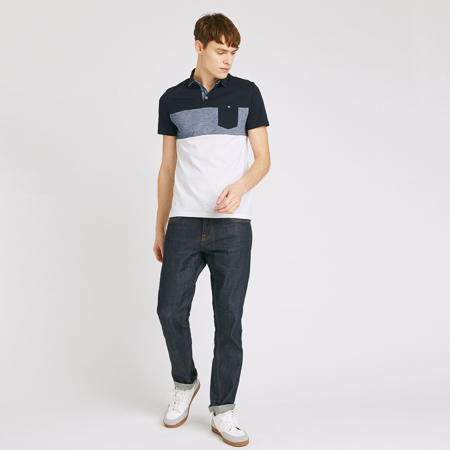 Polo manche courte colorblock