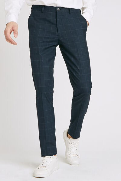 pantalon de costume slim motif carreau fenêtre
