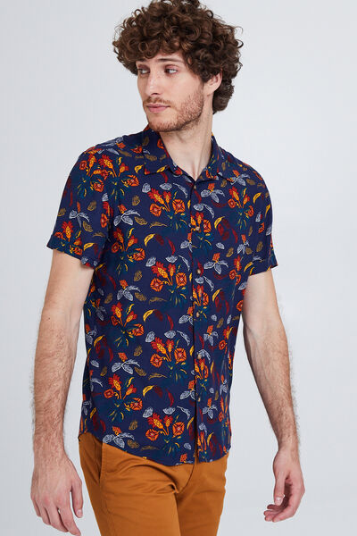 Chemise manches courtes regular imprimé tapisserie