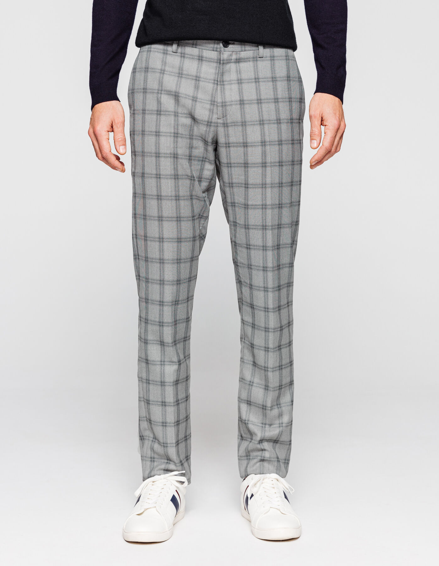 pantalon de costume slim motif carreau fenêtre