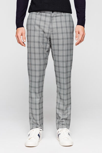 pantalon de costume slim motif carreau fenêtre