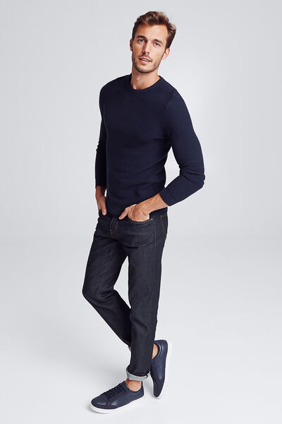 Pull col rond jeux de points